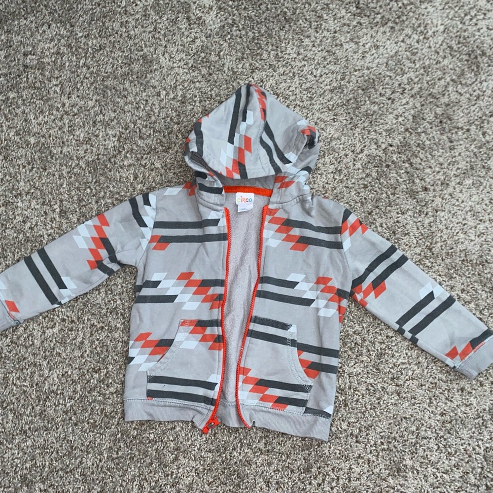 Circo Boys' Gray and Orange Geometric Hoodie size 4T